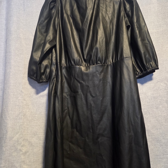 ESQUALO Black Faux Leather Puff-Sleeve Dress - Picture 4 of 4